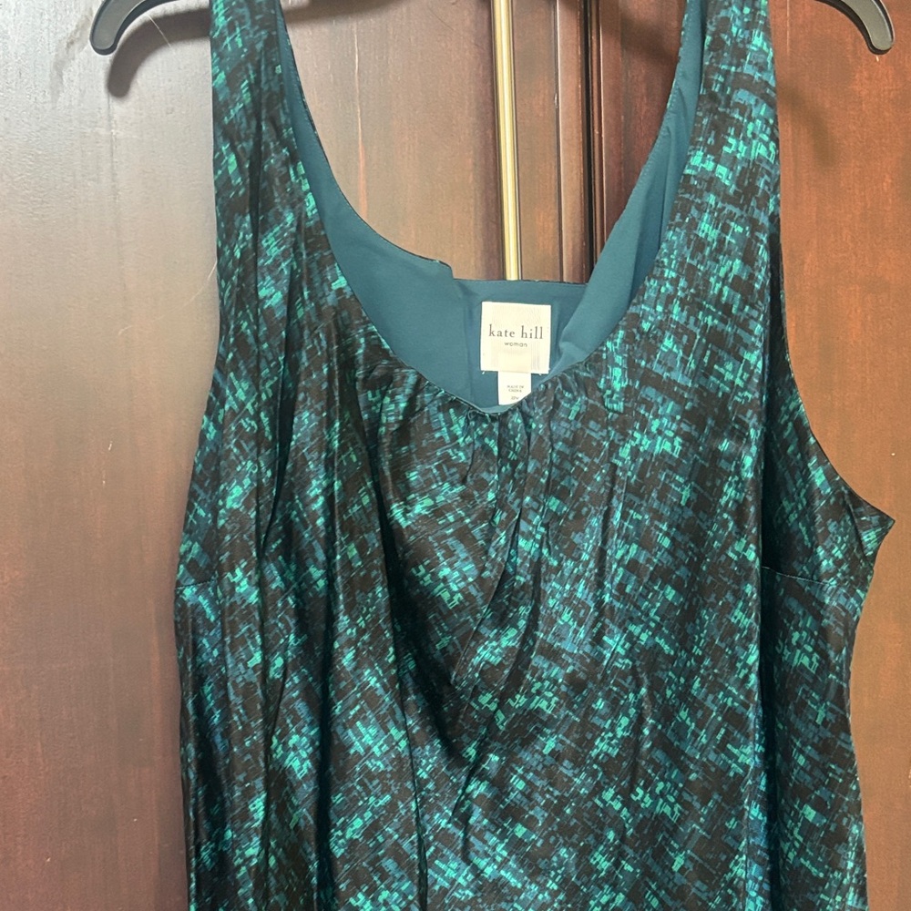 Kate Hill Turquoise and Black Patterned Tank